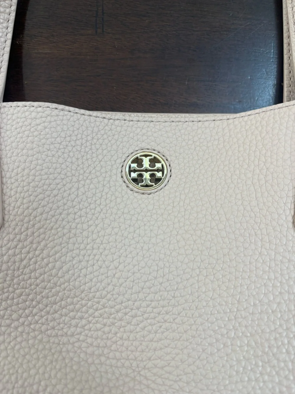 Tory Burch Light Beige Pebbled Leather Tote